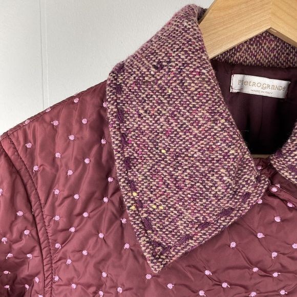 Pietro Grande Artsy Jacket Burgundy Red Patchwork Polka Dot Womens EU 44 - Picture 4 of 8